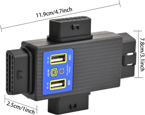 Vista 3 de iKKEGOL OBD2 OBDII de bolsillo completo de 16 pines 1 macho a 3 hembras adaptador convertidor divisor de cable OBD con 2 puertos USB de suministro