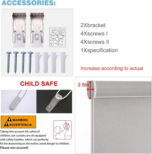 Vista 6 de MYshade - Persianas enrollables personalizadas para ventana, filtrado de luz, persianas enrollables de malla con cordón, persianas enrollables
