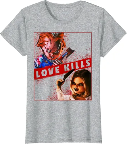 Vista 57 de Child's Play Chucky and Tiffany Love Kills T-Shirt Asphalt Grey