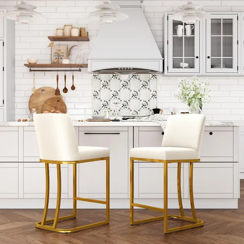 Vista 14 de ALPHA HOME Taburetes de mostrador con respaldos, taburetes de bar de 24 pulgadas para isla de cocina, silla de bar tapizada de piel sintética