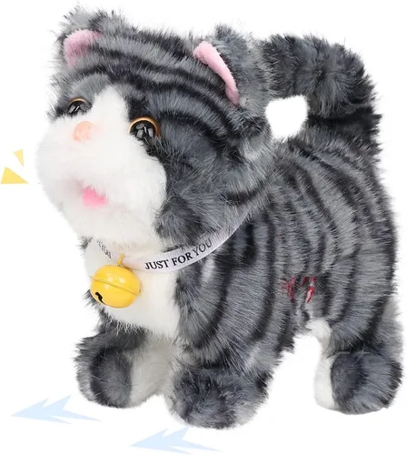Vista 13 de Easfan Walking Black Cow - Juguete electrónico interactivo de peluche para mascotas con sonidos y movimientos en movimiento, juguete educativo
