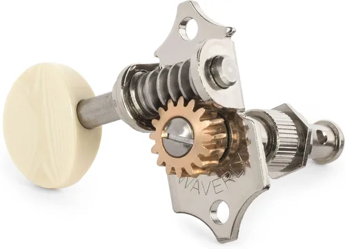Vista 2 de Waverly Afinadores de guitarra con perillas Ivoroid para clavijas sólidas, níquel, 3L/3R