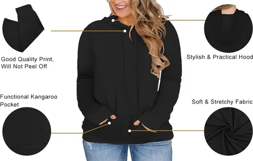 Vista 3 de VISLILY - Sudaderas con capucha para mujer, talla grande, con bloques de color y bolsillos, talla XL a 4XL