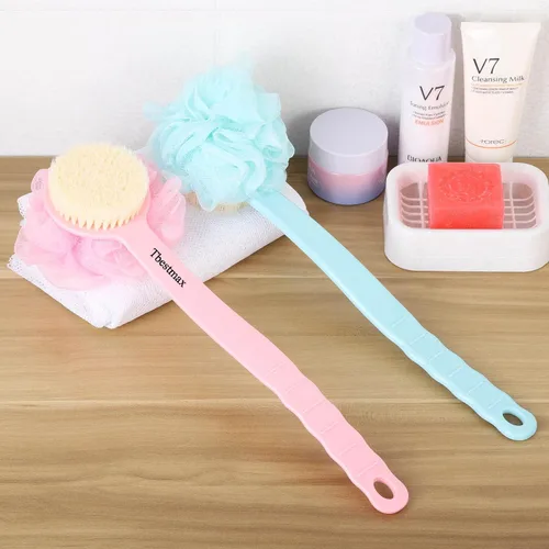 Vista 5 de Tbestmax Esponja de esponja para la espalda, cepillo de cuerpo de ducha de mango largo con esponja de malla suave para mujeres, baño exfoliante