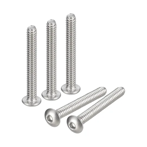 Vista 27 de uxcell #2-56x1 Tornillos con cabeza de botón y muesca hexagonal, 50 unidades de pernos hexagonales de acero inoxidable 304, tornillos allen de rosca