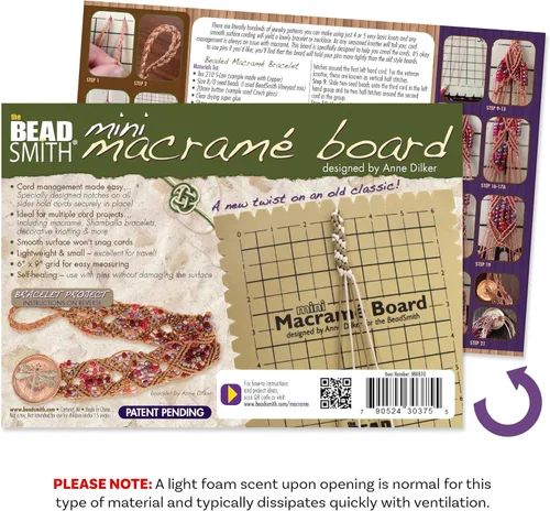 Vista 8 de The Beadsmith Mini combo de macramé, tablero de cuentas de 7.5 x 10.5 pulgadas, caja de 40 pines en T de 1.75 pulgadas, proyecto de pulsera e