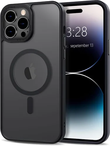 Vista 23 de Anuck - Funda magnética para iPhone 11 compatible con MagSafe, carcasa trasera mate translúcida dura, borde de TPU, delgada, resistente a impactos