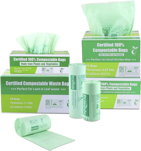 Vista 8 de Bolsas de compost, bolsas de basura compostables de 2.6 galones, bolsas compostables 100 bolsas de compost pequeñas para contenedor de encimera