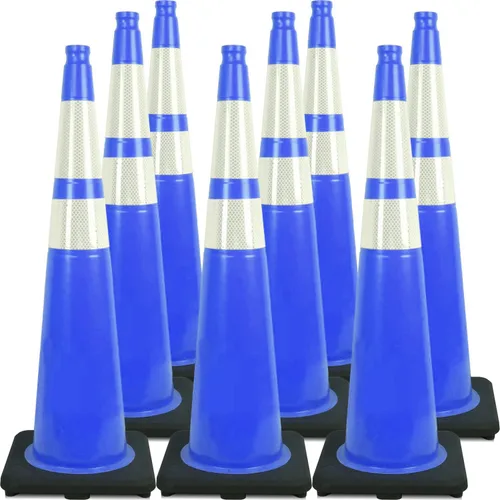 Vista 32 de Conos de Tráfico de PVC Naranja/Verde Fluorescente, Cono de Estacionamiento con Base Negra Pesada Estructuralmente Estable Resistente a
