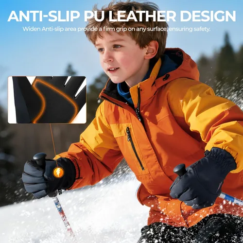 Vista 3 de rivmount Guantes de esquí Thinsulate para niños y niñas, impermeables, cálidos, para niños y niñas, jóvenes, esquí al aire libre, ciclismo, nieve