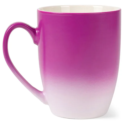 Vista 2 de Elanze Designs Magenta blanco dos tonos Ombre mate taza de café de cerámica de 12 onzas Magenta y blanco.