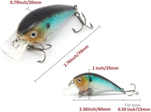 Vista 3 de Crankbait para pesca de lubina pulgadas de buceo poco profundo Crank Bait Square Bill Cranking Señuelos de pesca
