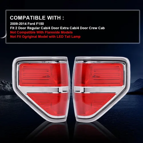 Vista 2 de ALLGOOD Luces traseras compatibles con Ford F150 2009 2010 2012 2013 2014 (no compatible con el modelo original con lámpara trasera LED). Par