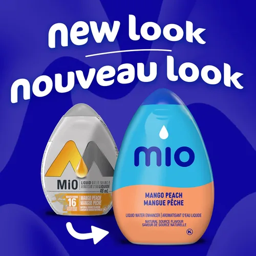 Vista 4 de MiO Potenciador líquido del agua del melocotón del mango, 1.6 fl oz/1.6oz, importado de Canadá