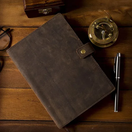 Vista 3 de Diario de cuero recargable, funda de cuaderno de escritura A5 con forro de alta calidad, soporte para bolígrafo y ranura para tarjetas, 200 páginas
