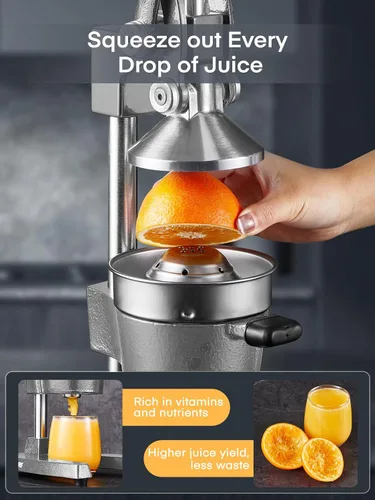 Vista 2 de FOHERE Exprimidor de Jugo de Naranja, Exprimidor de Limón de Hierro Fundido, Exprimidor de Cítricos Comercial de Mano para Naranja, Limón, Granada