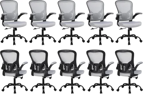 Vista 15 de Flysky Silla de oficina de malla, sillas ergonómicas de escritorio para computadora para oficina en casa, con reposabrazos abatibles