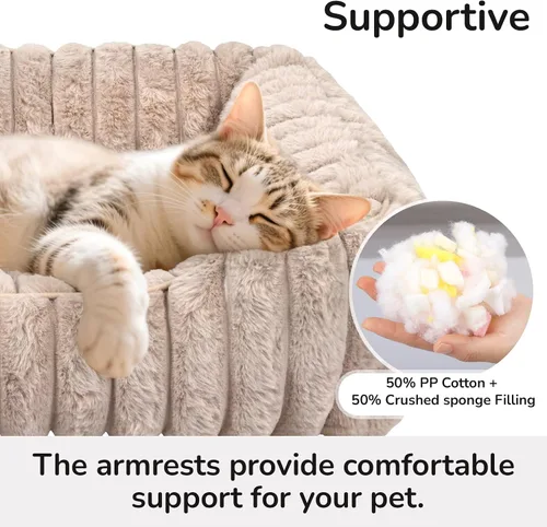 Vista 4 de Cama ultrasuave para perros y gatos pequeños y medianos, lavable a máquina, cama rectangular para mascotas con parte inferior antideslizante, tapete