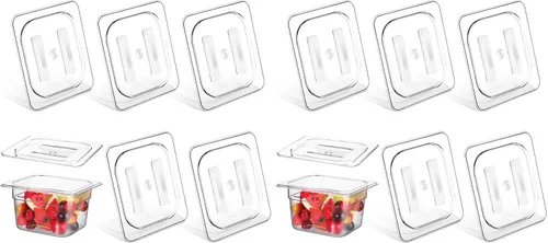 Vista 8 de 6 tapas de policarbonato para sartenes de alimentos con asa, 1/6 1/2 pulgadas, tapa transparente de plástico para hotel, tapas de hotel