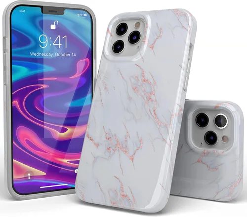 Vista 4 de Funda para iPhone 11 Pro Max Casely Rubor Sutil Mármol Blanco y Rosa Diseño Clásico Ultra Delgado