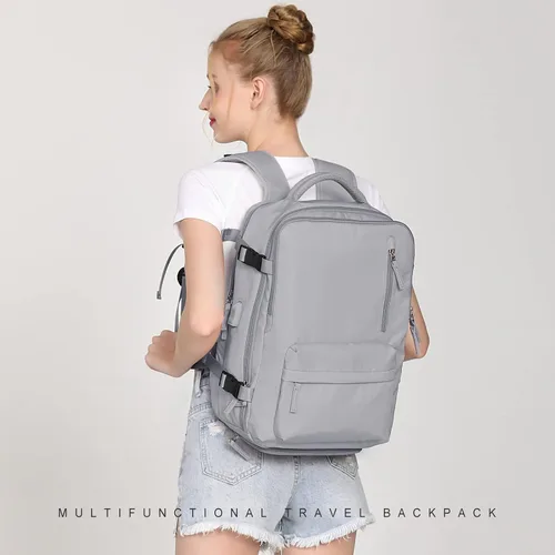 Vista 7 de Mochila de viaje grande para mujer, mochila de transporte, mochila de senderismo impermeable, mochila deportiva al aire libre, mochila casual
