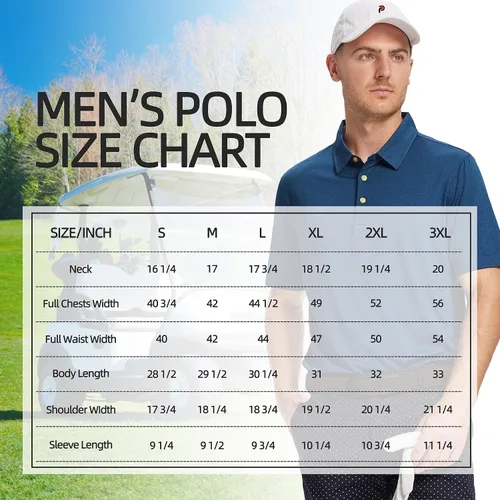Vista 6 de Polo de golf para hombre, absorbe la humedad, ajuste seco, atlético, manga corta, a rayas, para hombre