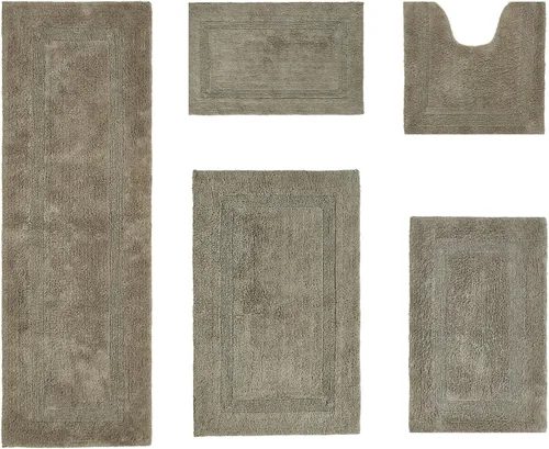 Vista 397 de Better Trends - Juego de 2 alfombras de baño 100% algodón, extra suaves, con borlas, de 17" x 24", alfombra de baño superabsorbente y reversible