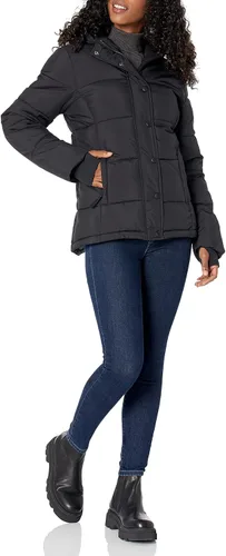 Vista 4 de Tienda Essentials - Abrigo inflado y pesado de manga larga con capucha para mujer (disponible en talla extragrande)