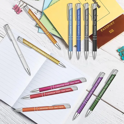 Vista 5 de Kingluu Hasta 500 bolígrafos personalizados, bolígrafos personalizados de tinta negra con tu nombre, logotipo, mensaje, texto, para oficina, Rojo