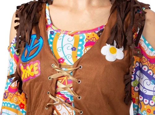 Vista 6 de Spooktacular Creations Peace Love - Disfraz hippie feliz de los años 6070 para mujer con accesorios hippie para fiestas de disfraces de Halloween