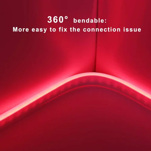 Vista 6 de Mini luces LED de neón, CC de 12 V, tira de luces flexibles impermeables de 12 V, 2835 120 LEDs/M, para decoración de iluminación ambiental y Rojo