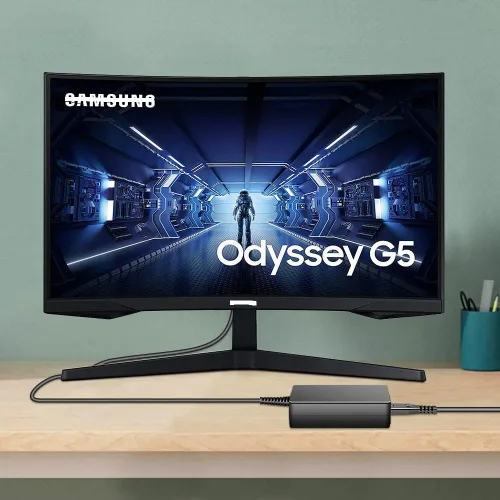 Vista 2 de HKY - Adaptador de CA de 19 V para Samsung Odyssey G5 de 27 pulgadas, 32 pulgadas, 34 pulgadas, cargador de monitor de juegos curvo G55C C27G55
