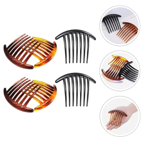 Vista 3 de 7 Tooth French Twist Comb, 3PCS Plastic Hair Clip, Hair Side Combs, Hair Accessory for Women Girls, Hair Clip Comb Accessories (Black and Brown)