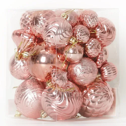 Vista 16 de Senjie Adornos de Navidad inastillables marrones, 32 bolas esféricas para árboles de Navidad