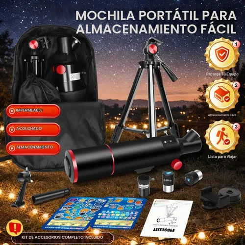 Vista 6 de HETEKAN Telescopio para niños y adultos, refractor portátil de apertura