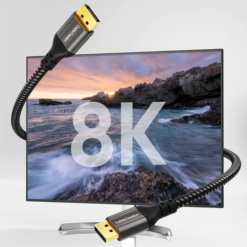 Vista 3 de CableCreation Cable DisplayPort 8K 1.4, cable DP de 10 pies (8K @60Hz, 4K @144Hz, 1080P @240Hz) HBR3 compatible con 32.4 Gbps, HDCP 2.2, HDR10 Marrón