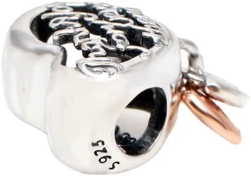 Vista 7 de Thank You Mum Heart Charm 925 Colgante de plata esterlina, joyería niña cuentas regalos para mujeres pulsera y collar A0054