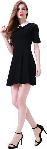 Vista 5 de Aphratti - Vestido casual de manga corta para mujer con cuello de Peter Pan