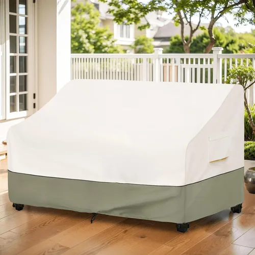 Vista 6 de Bitubi Funda impermeable para sofá de patio, funda resistente de 2 plazas para sofá al aire libre, tamaño de hasta 58 pulgadas de ancho x 32.5