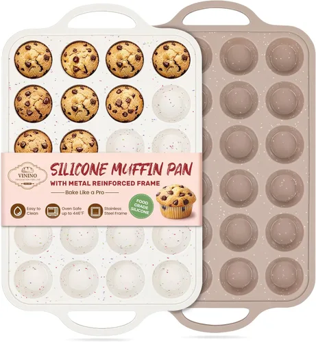 Vista 13 de Vinino Juego de moldes de silicona para muffins de 3 piezas con marco
