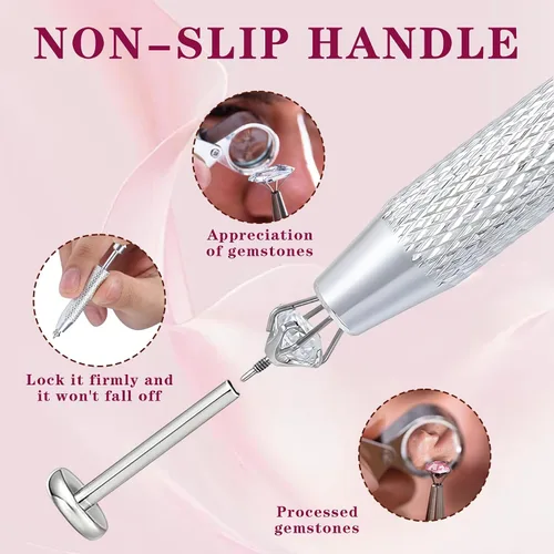 Vista 3 de Herramienta de Agarre de Bola Cónica para Perforación para Reemplazo de Joyería - Herramienta Aplicadora de Aretes de Acero Inoxidable con Parte