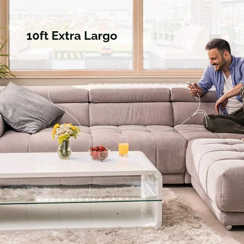 Vista 7 de Puxnoin Cable de carga múltiple, paquete de 2 cables de carga multiteléfono de 10 pies, trenzado, universal, 3 en 1, cable de carga extra largo