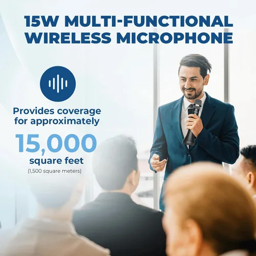 Vista 4 de Amplificador de voz inalámbrico Bluetooth, micrófono profesional inteligente con cancelación de ruido, micrófono de mano/escritorio de 15W con 3