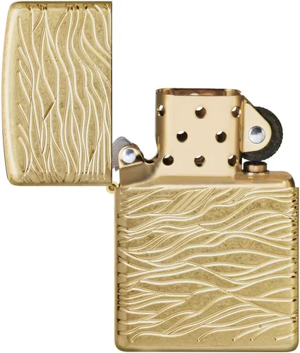 Vista 5 de Zippo Encendedor de Bolsillo de Latón Armor Pulido con Diseño de Ondas de Lujo