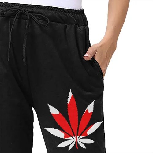 Vista 2 de Canada Flag Weed Leaf - Pantalones deportivos de yoga casuales para mujer
