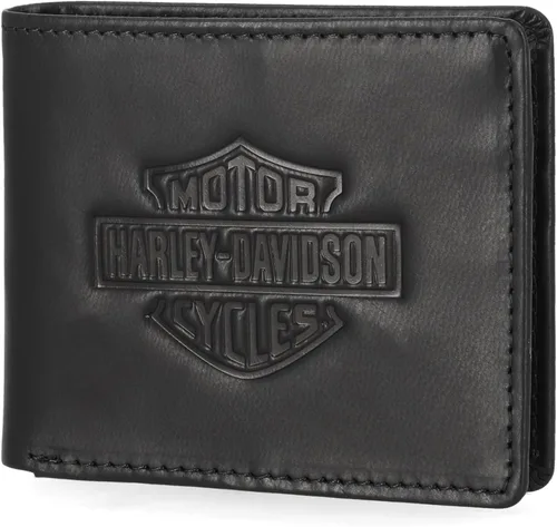 Vista 2 de Harley-Davidson Cartera de cuero genuino con bloqueo RFID para hombre Negro (Indo Billfold)