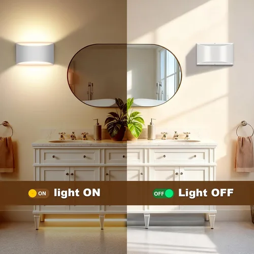 Vista 4 de Moderno aplique de pared LED con cable blanco para interiores, iluminación de pared arriba y abajo, para sala de estar, dormitorio, pasillo