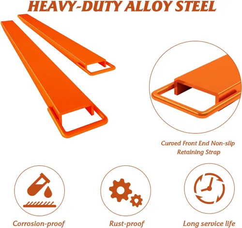 Vista 6 de Extensiones de horquilla de 84 pulgadas de longitud para carretillas elevadoras, extensiones de carretilla elevadora de acero resistente, 1 par