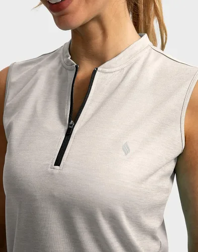 Vista 3 de SANTINY Camiseta de golf sin mangas para mujer, con cremallera, ligera, de secado rápido, camiseta polo para mujer