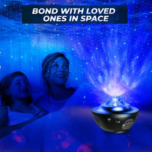 Vista 6 de Proyector de galaxia con luz de estrella para dormitorio, altavoz Bluetooth, brillo ajustable, 10 opciones de color, modos de temporizador Nubes